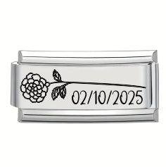 9mm Laser Italian Charm Superlink - October Flower Date