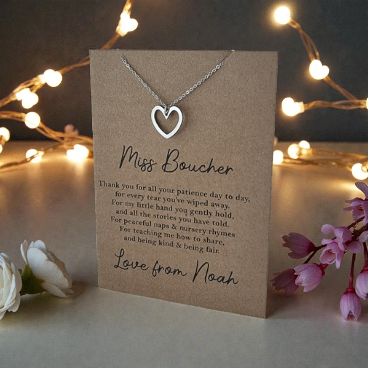 Open Heart Pendant & Chain - Card 456 (Click to personalize)