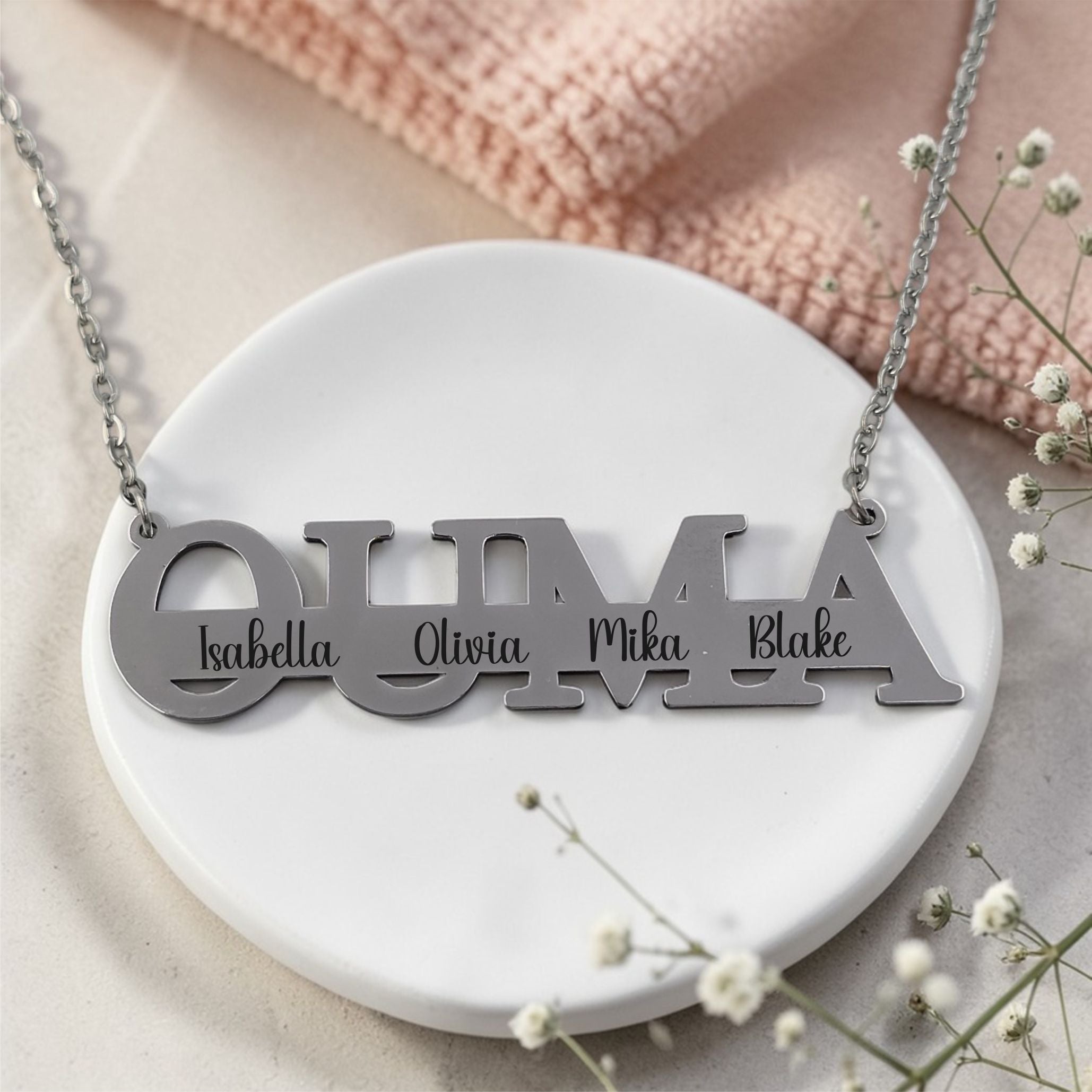 Custom Engraved Split Name Necklace