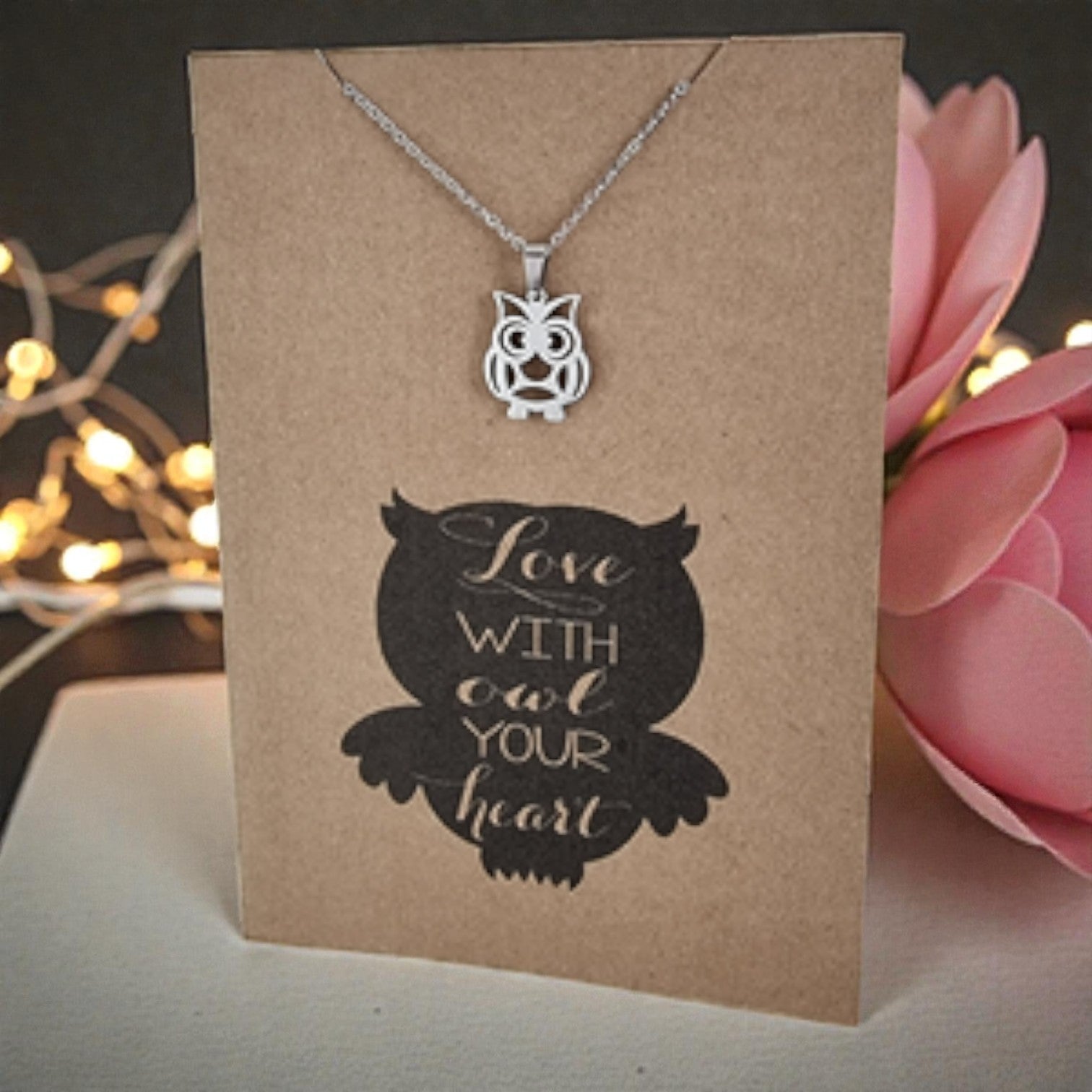 Owl Pendant & Chain - Card 430