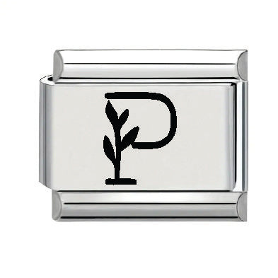 9mm Laser Italian Charm - Letter P