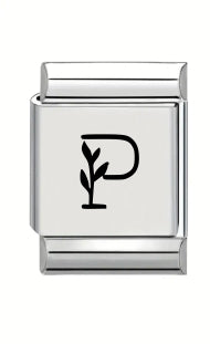 13mm Laser Italian Charm - Letter P