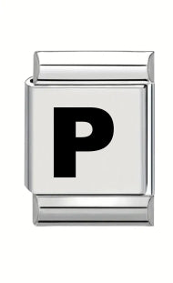 13mm Laser Italian Charm - Plain Letter P