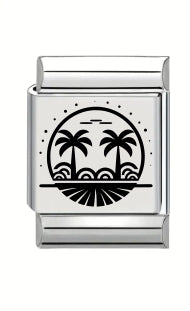 13mm Laser Engraved Charm - Palm Trees