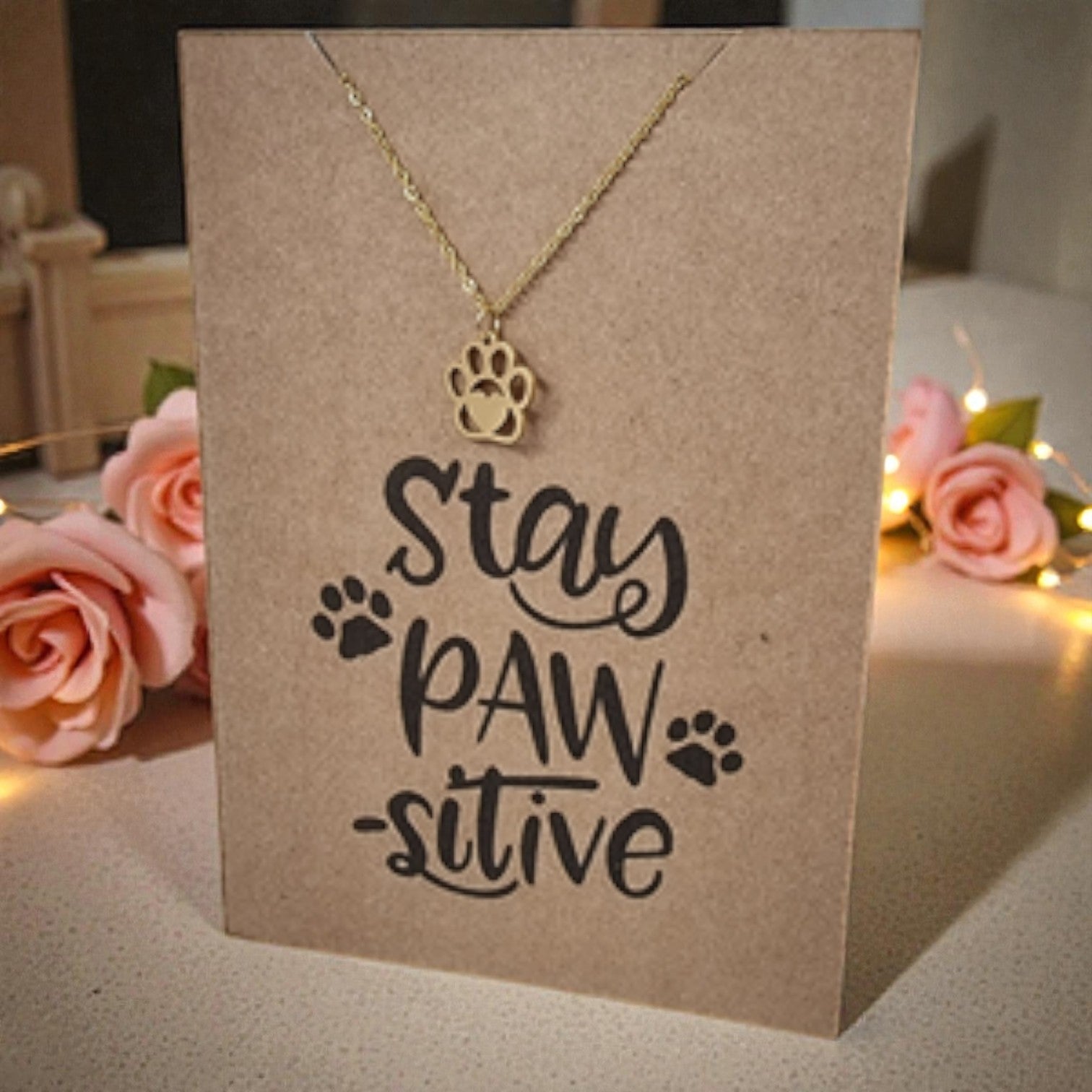 Paw Heart Pendant & Chain - Card 377
