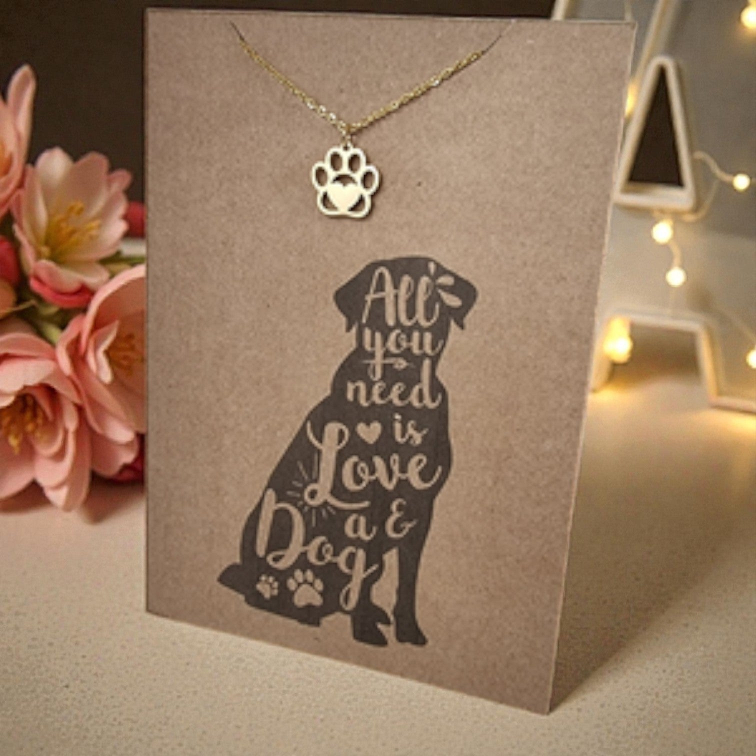 Paw Heart Pendant & Chain - Card 378