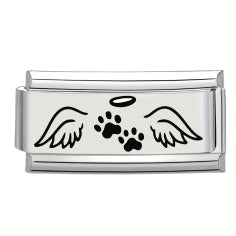 9mm Laser Italian Charm Superlink - Paw Wings