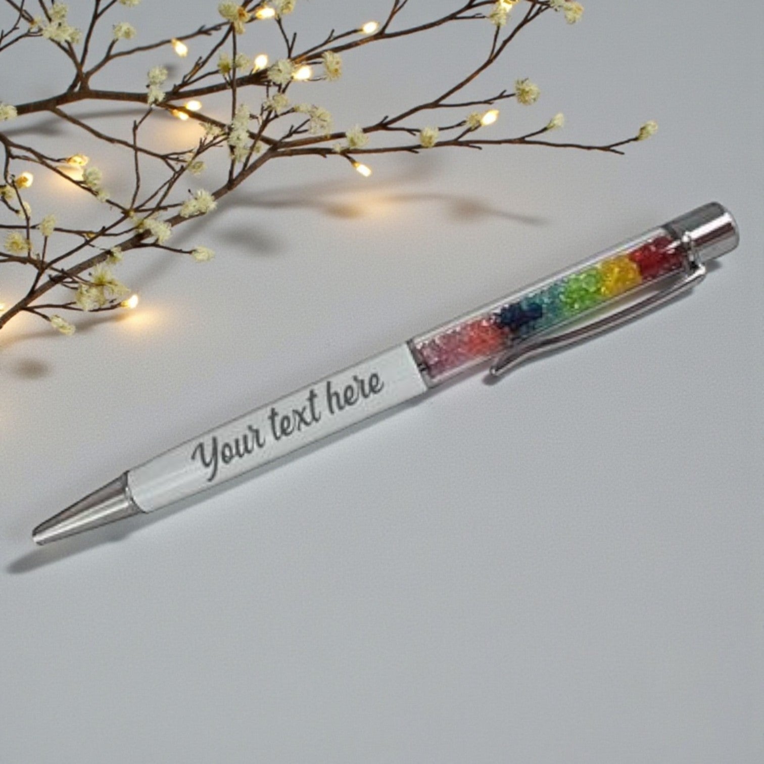 Personalized Crystal Pen - White Rainbow*
