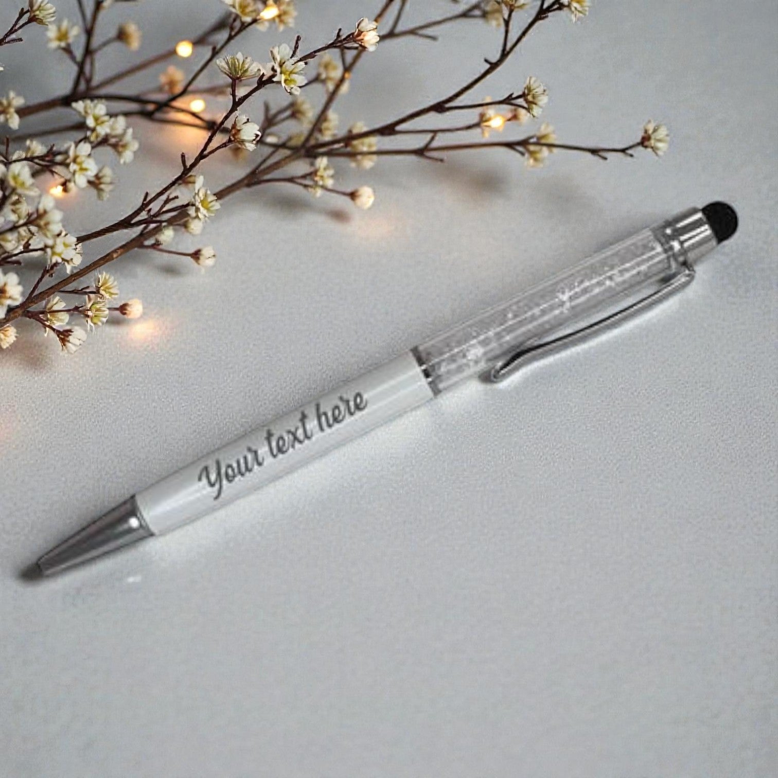 Personalized Crystal Stylus Pen - White*