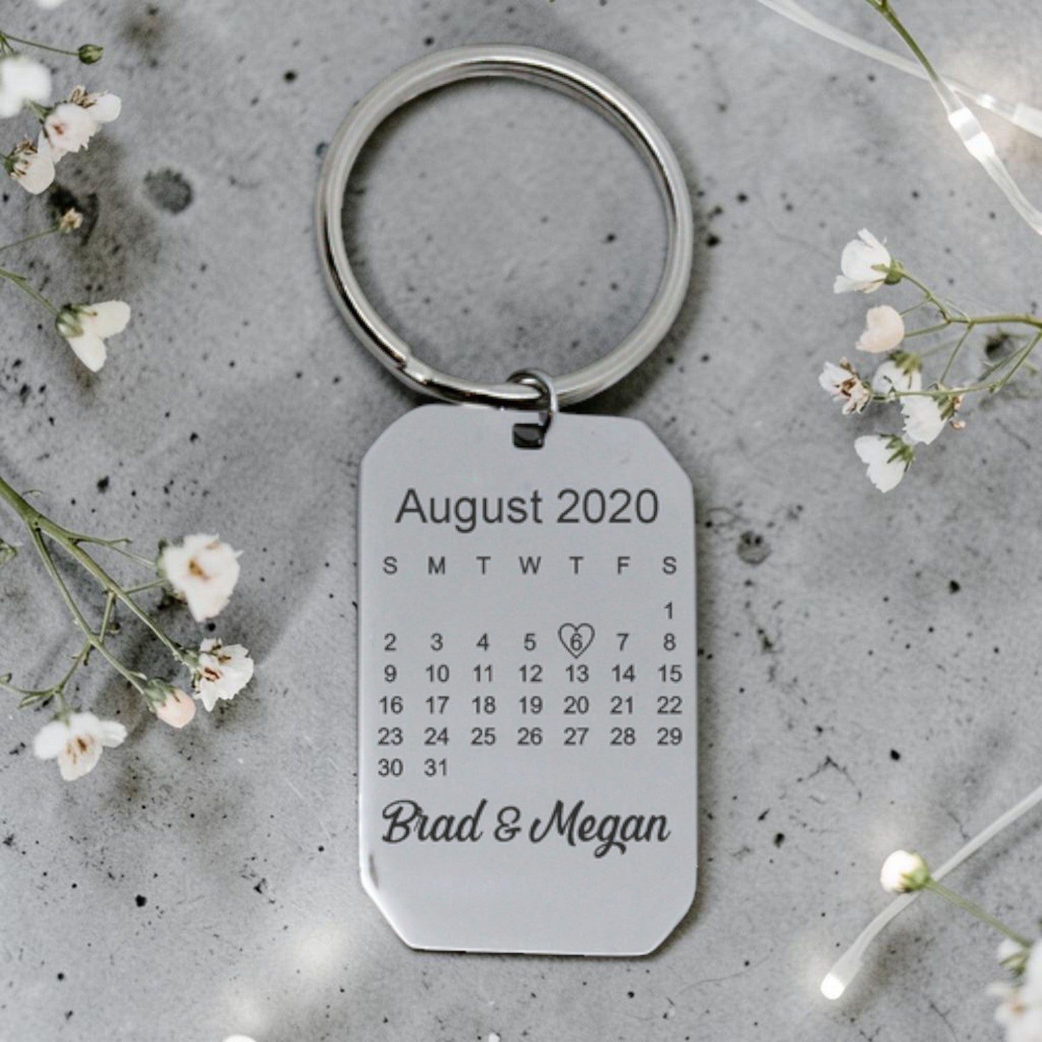 Personalized Engraved Date Keyring