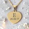 Personalized Gold Plated Heart Pendant and Chain