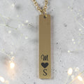 Personalized Gold Plated Vertical Bar Pendant & Chain