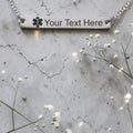 Personalized Medical Alert Stainless Steel Bar Pendant & Chain