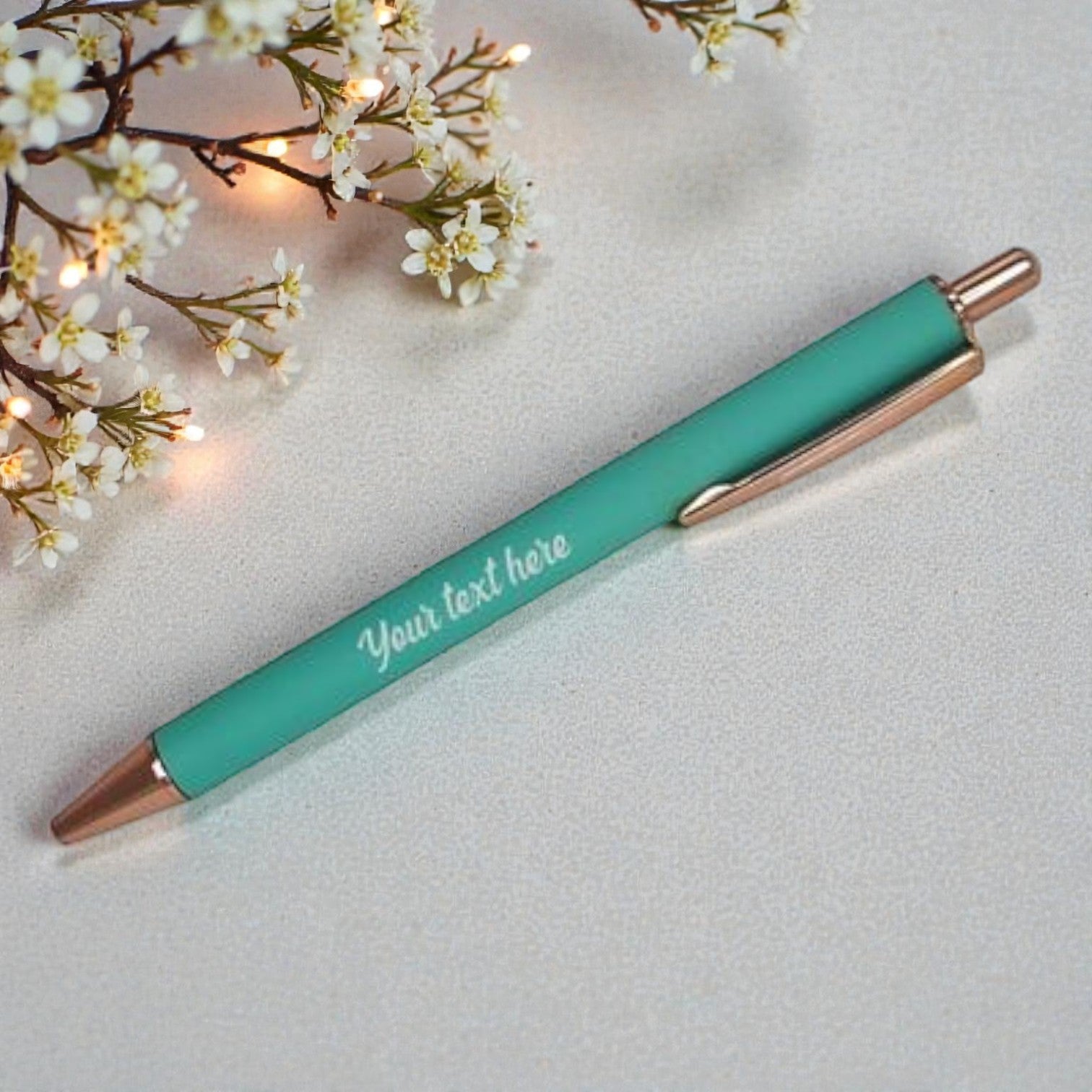 Personalized Powder Coated Pen - Turquoise*