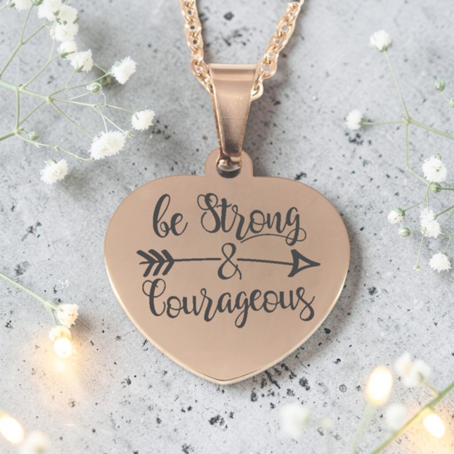 Personalized Rose Gold Plated Heart Pendant and Chain