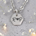Personalized Small Hexagon Pendant and Chain
