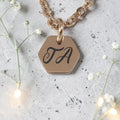 Personalized Small Rose Gold Plated Hexagon Pendant & Chain