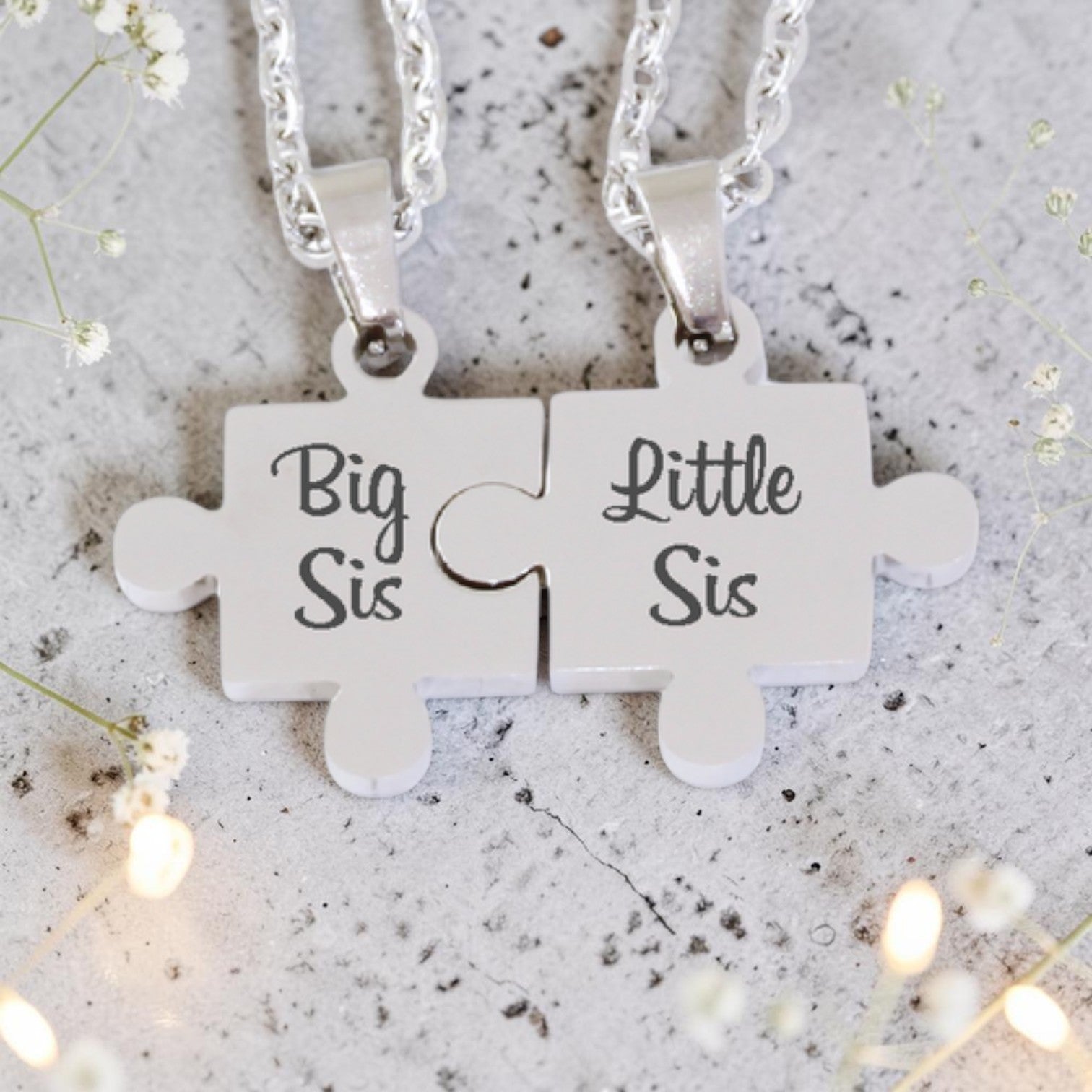 Personalized Stainless Steel Puzzle Pendants & Chains