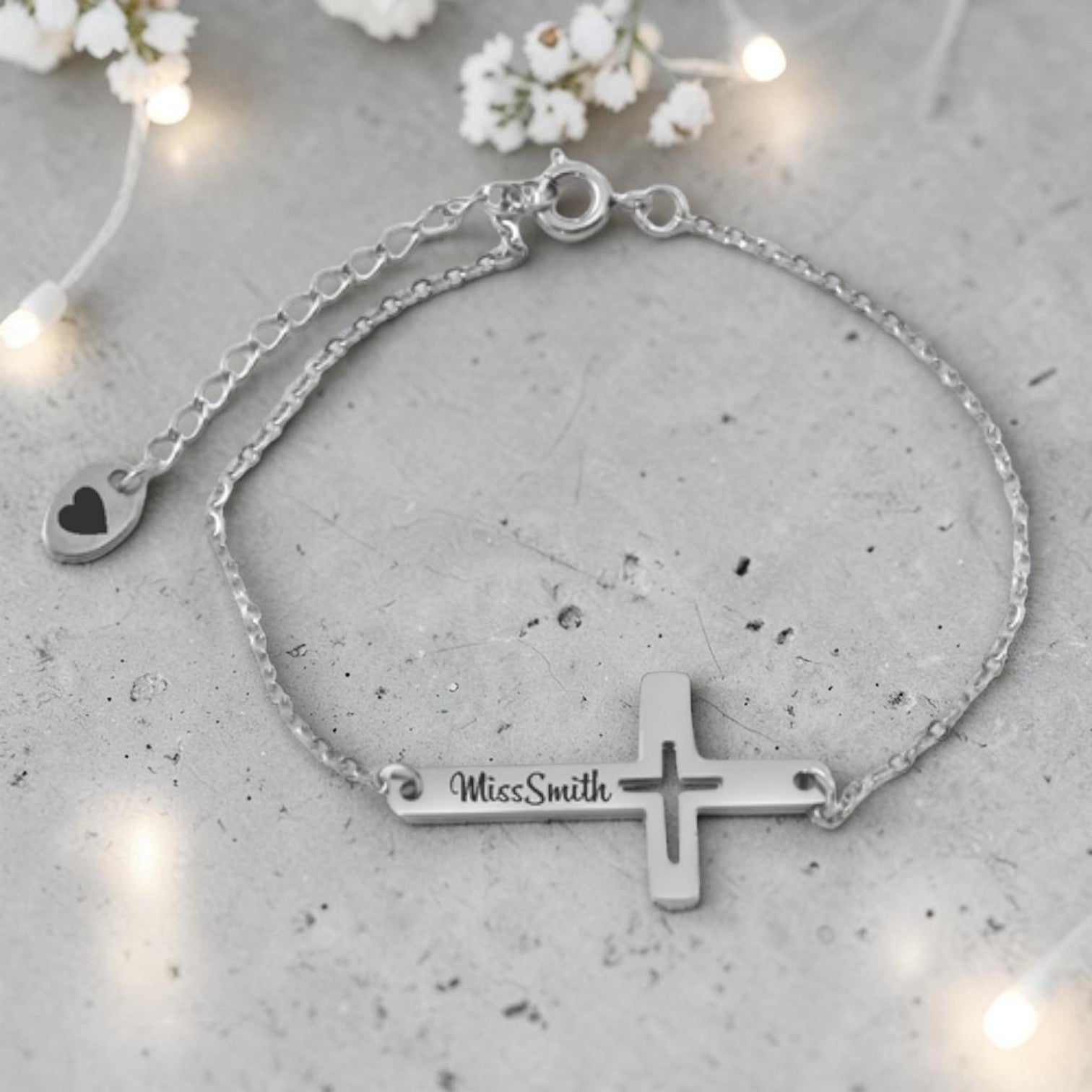 Personalized Teacher Cross Bracelet
