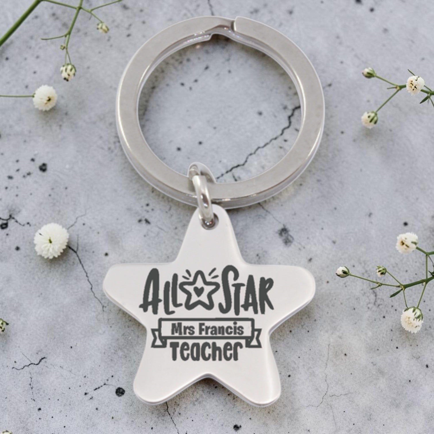Personalized Teacher Star Keyring