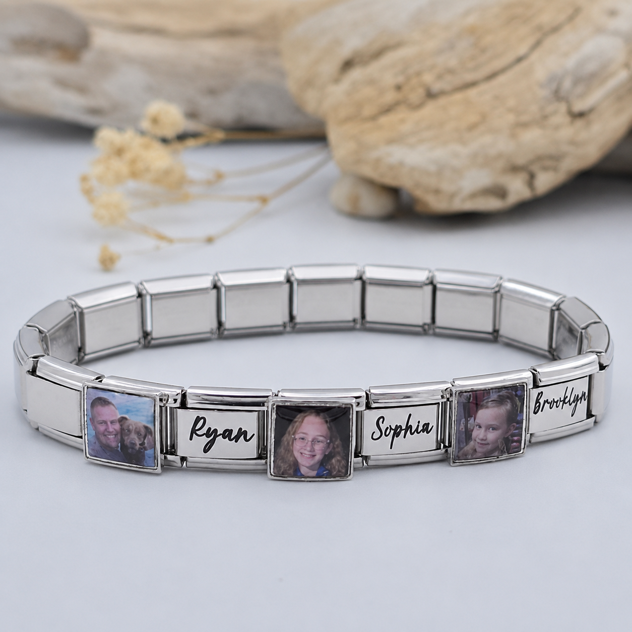 9mm Photo Name Bracelet Square