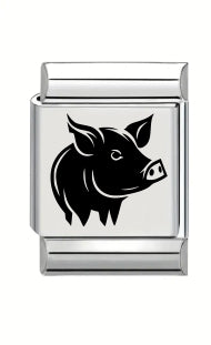 13mm Laser Engraved Charm - Pig