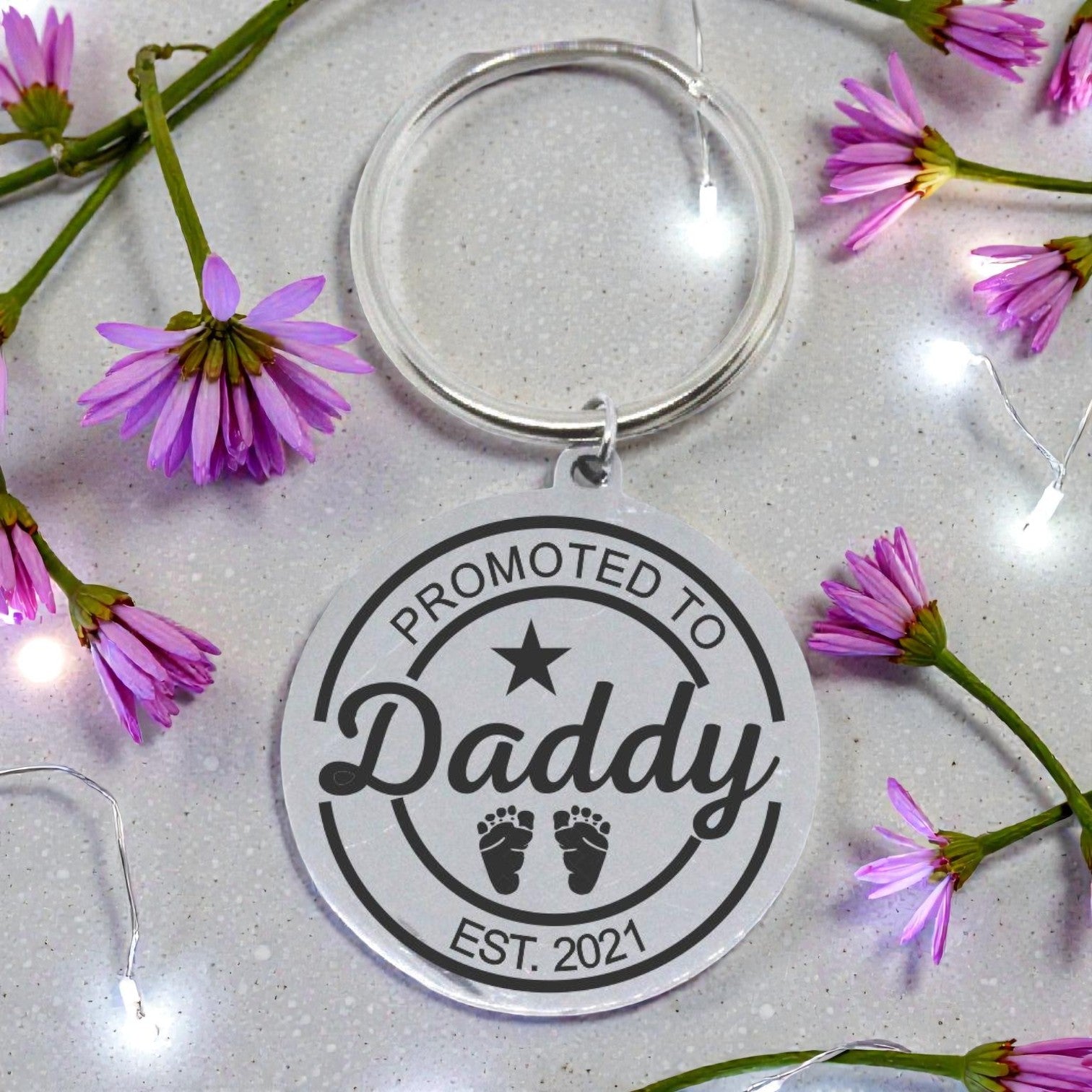 Promoted to Daddy Round Keyring