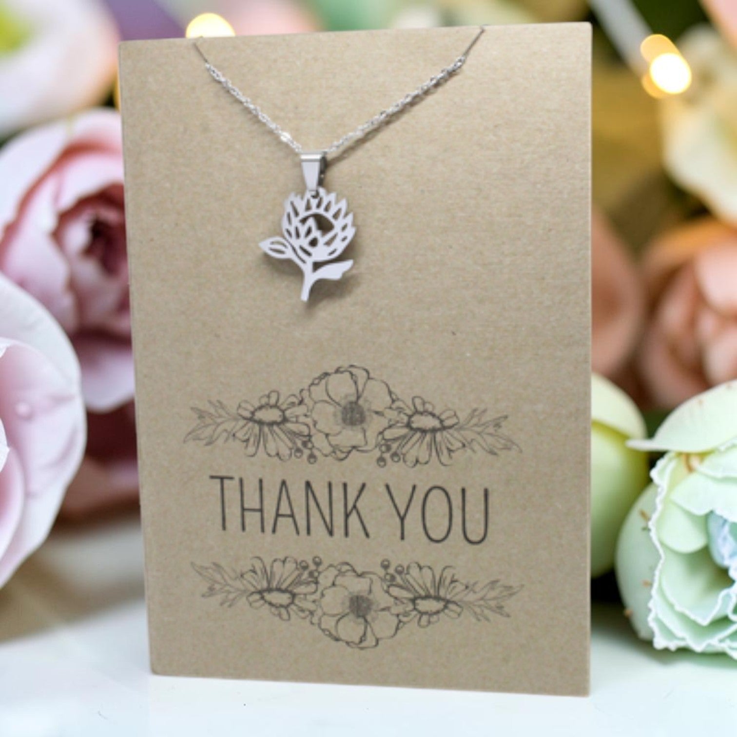 Protea Pendant & Chain - Card 221