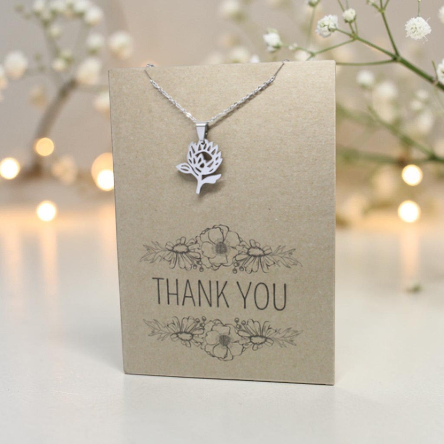 Protea Pendant & Chain - Card 221