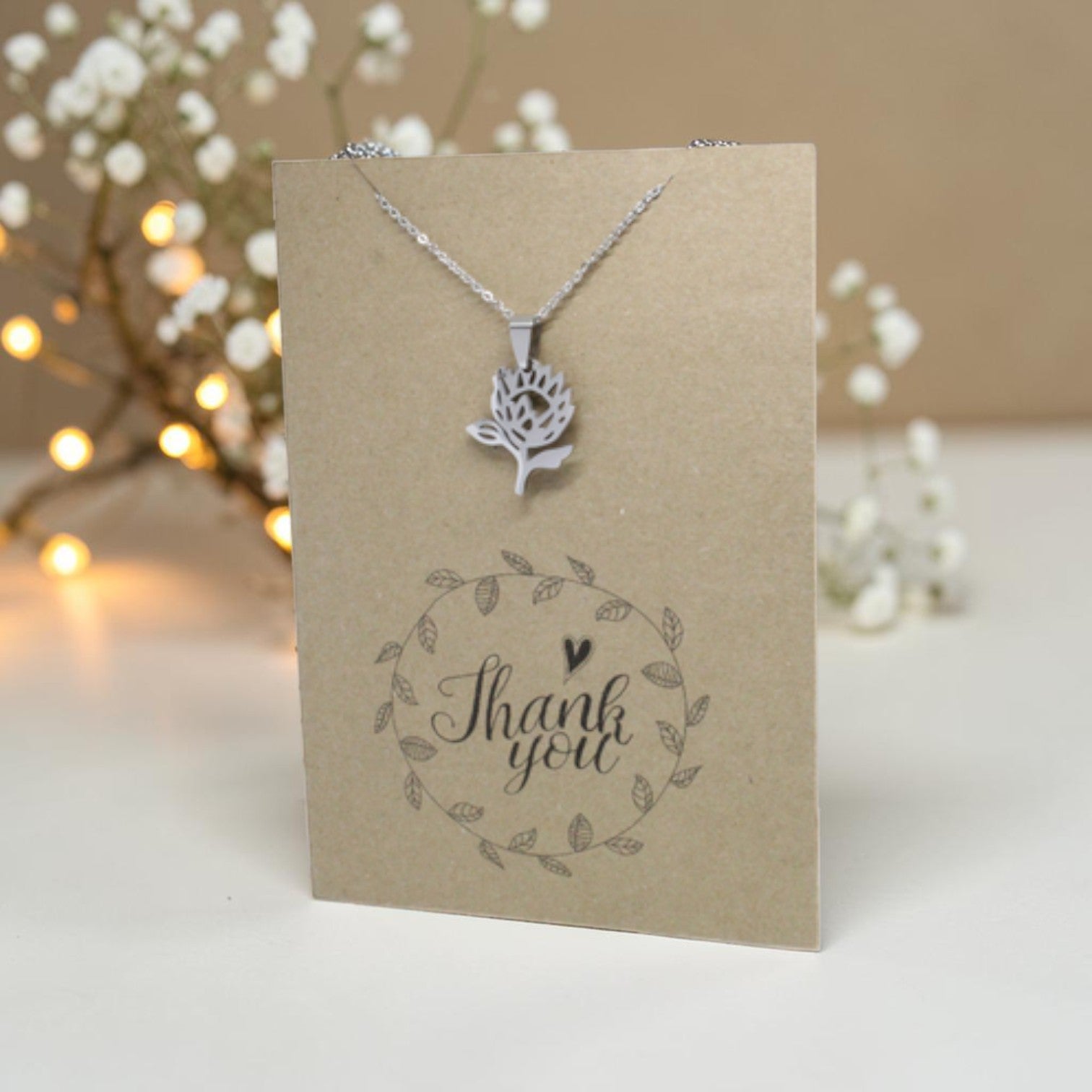 Protea Pendant & Chain - Card 223