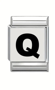 13mm Laser Italian Charm - Plain Letter Q