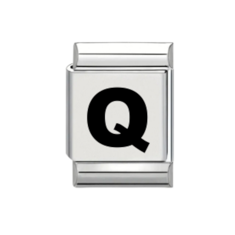 13mm Laser Italian Charm - Plain Letter Q