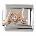 9mm Rose Gold Plated Letter M Charm
