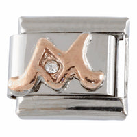9mm Rose Gold Plated Letter M Charm