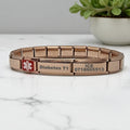 9mm Medical Alert Charm Bracelet Rose Gold