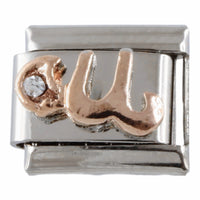9mm Rose Gold Plated Letter U Charm