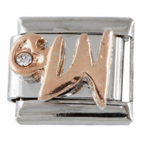 9mm Rose Gold Plated Letter W Charm