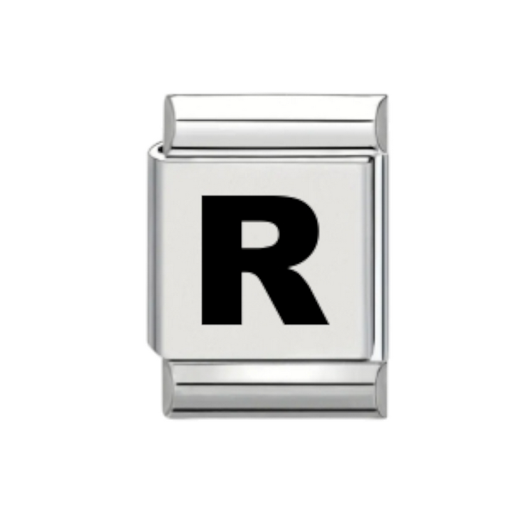 13mm Laser Italian Charm - Plain Letter R