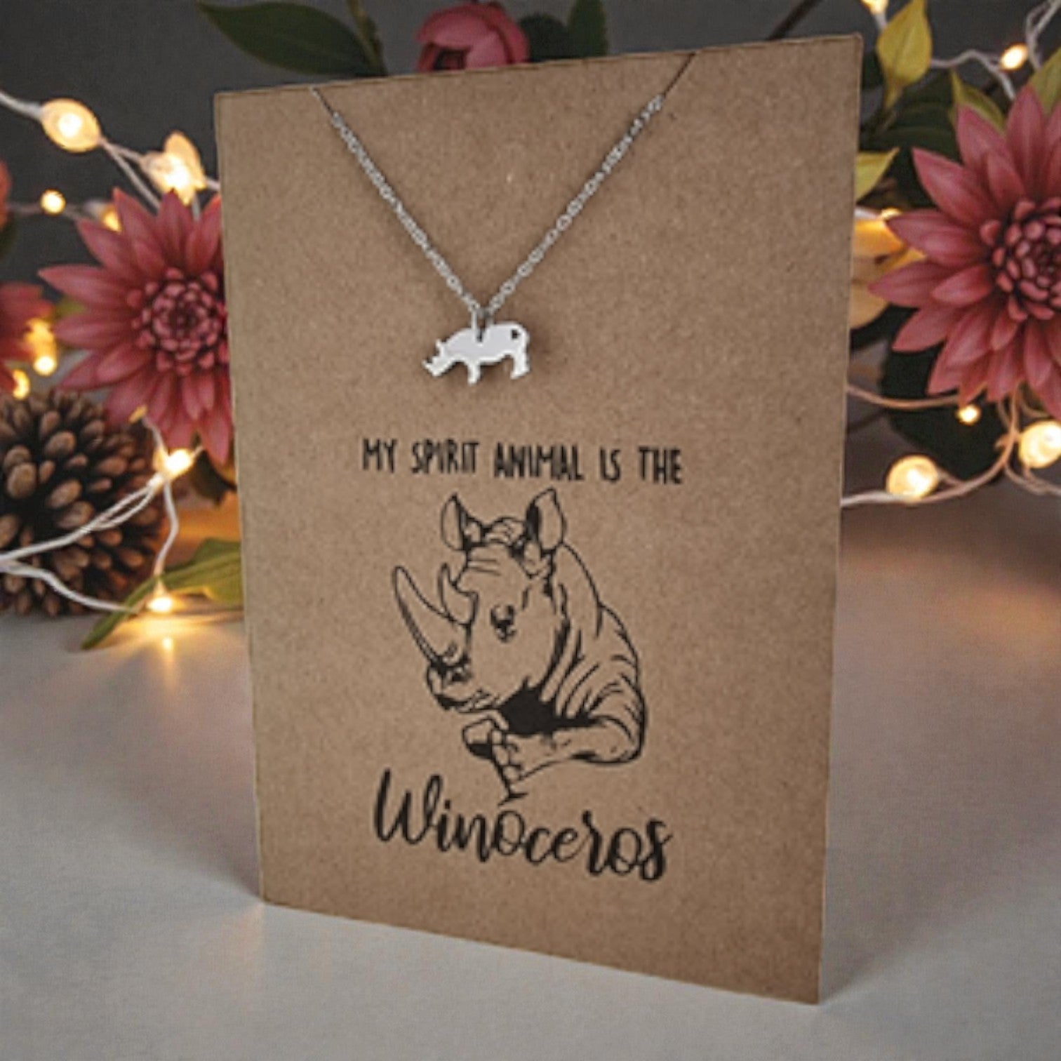 Rhino Pendant & Chain - Card 389