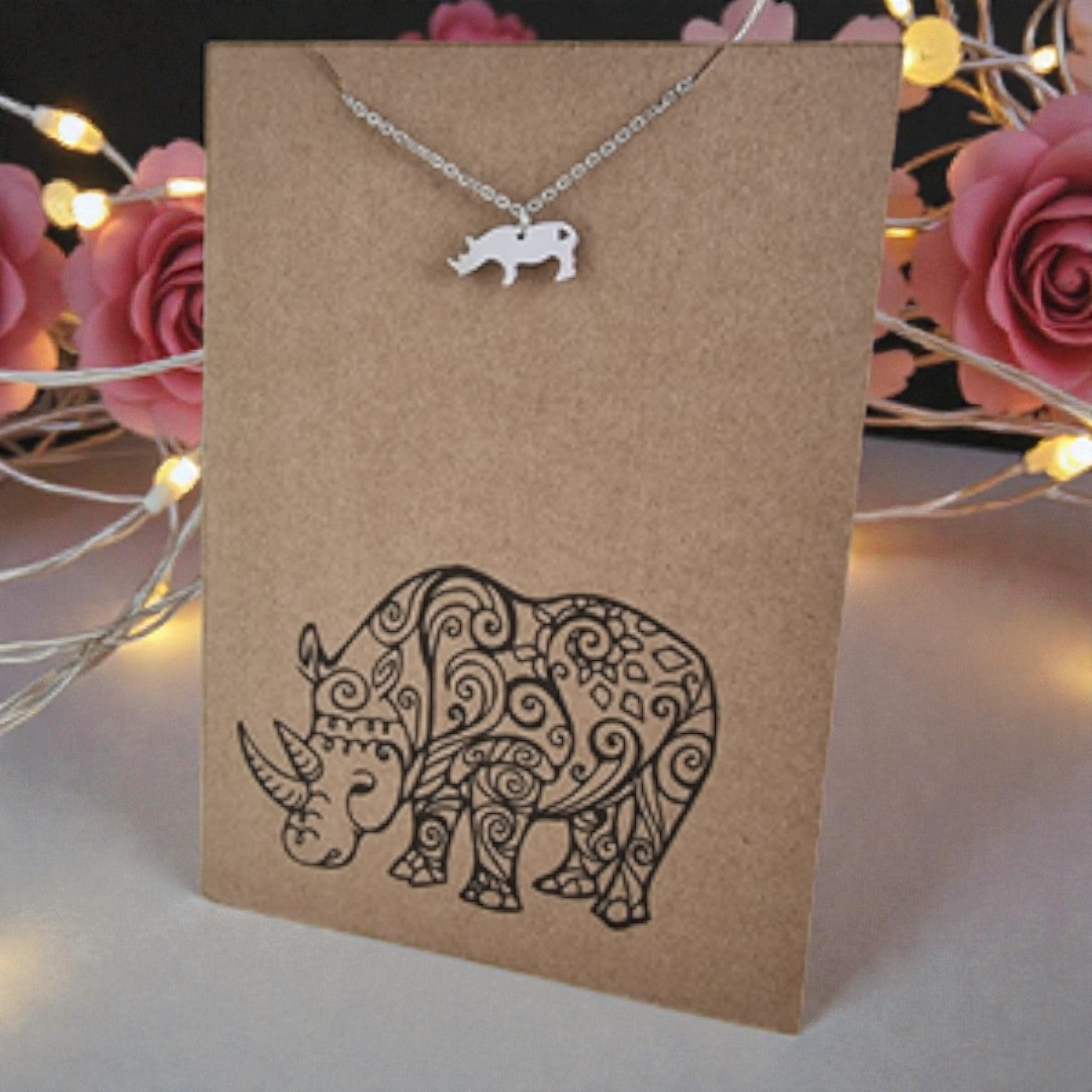 Rhino Pendant & Chain - Card 390