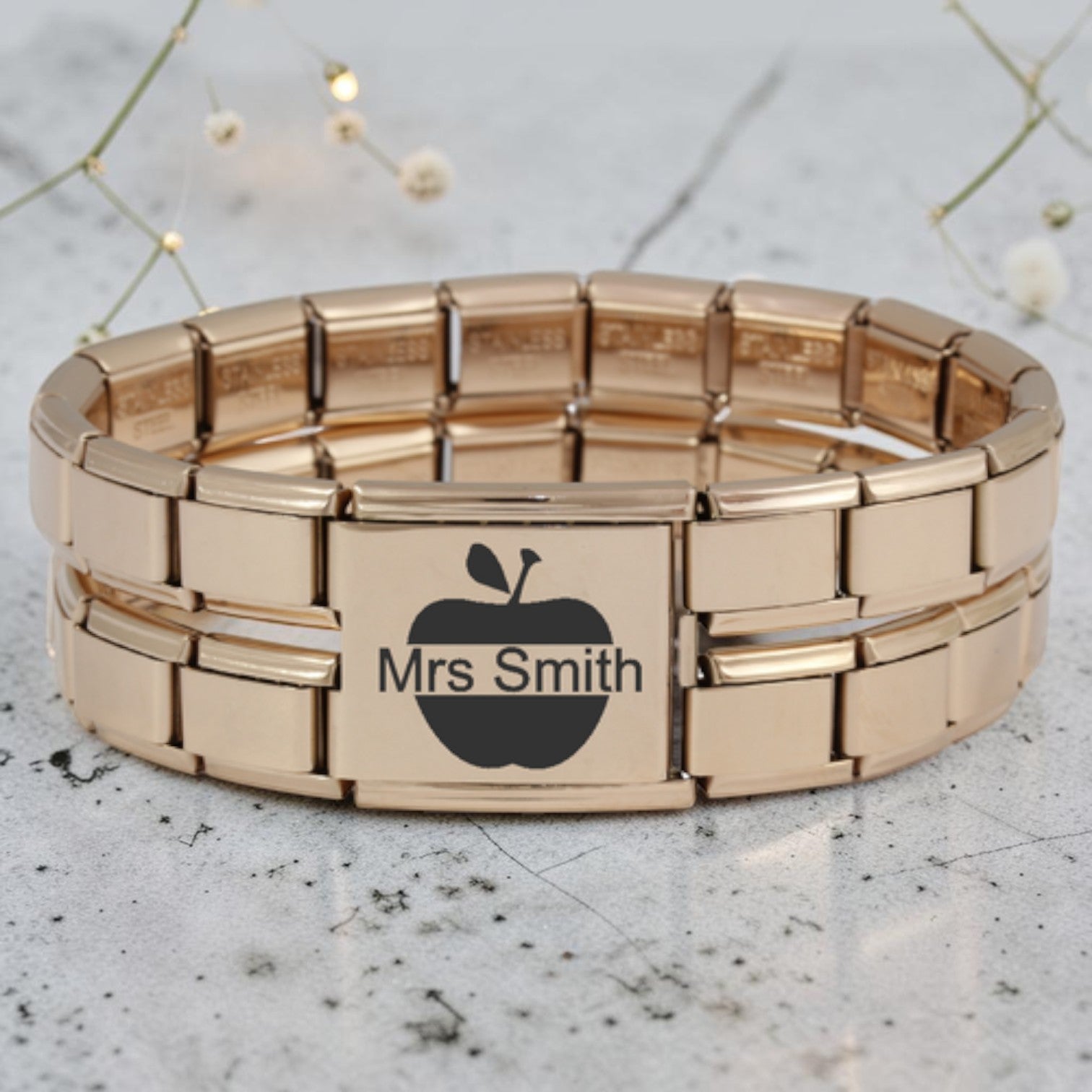 Rose Gold Megalink Teacher Italian Charm Bracelet 2