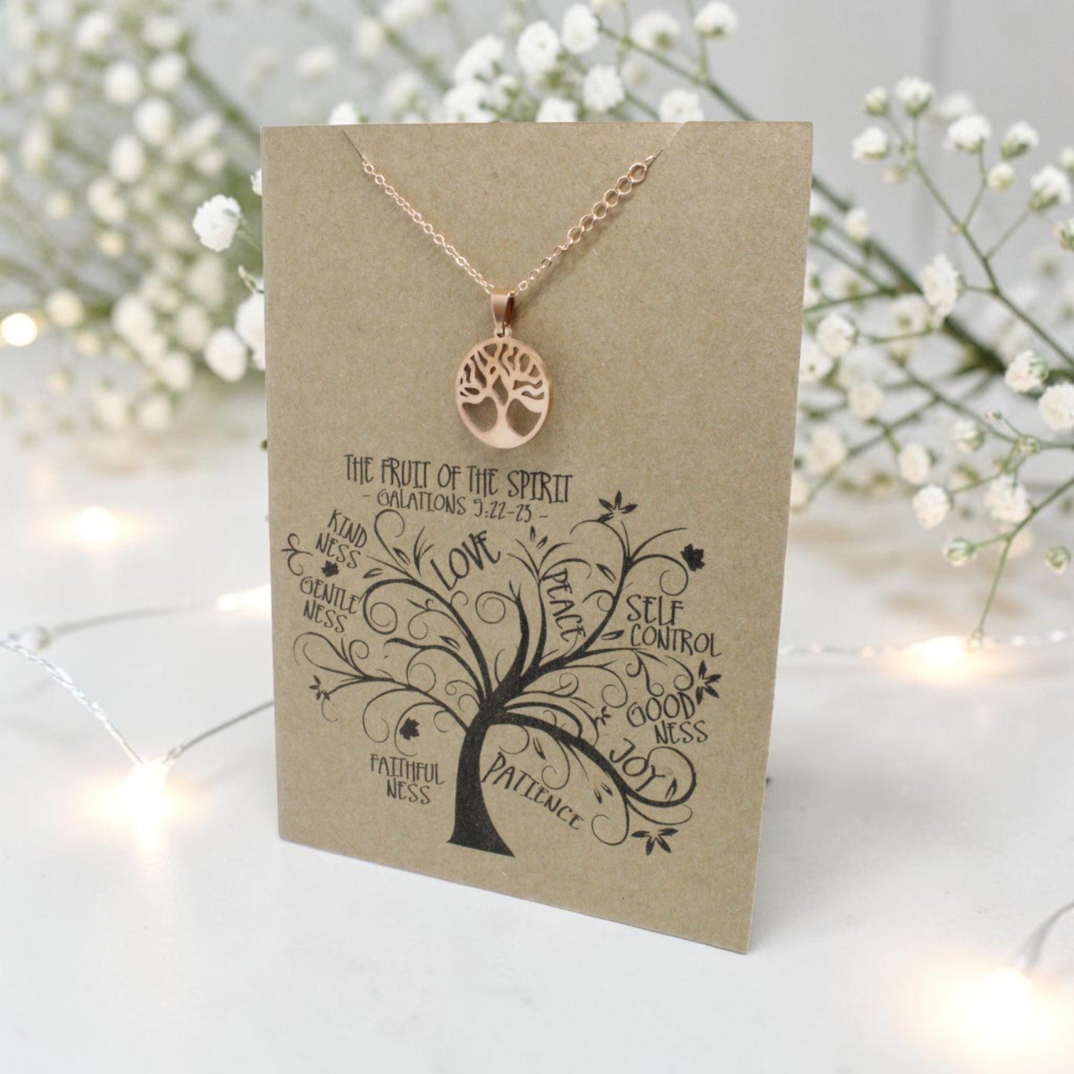 Rose Gold Tree Pendant & Chain - Card 107
