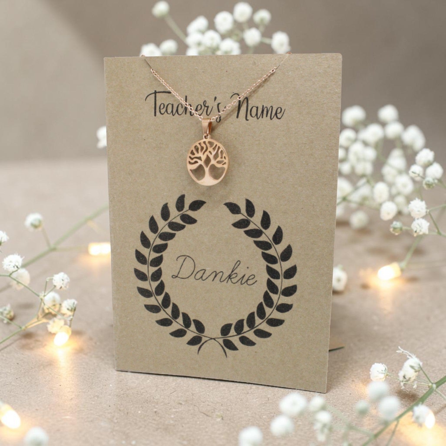 Rose Gold Tree Pendant & Chain - Card 118