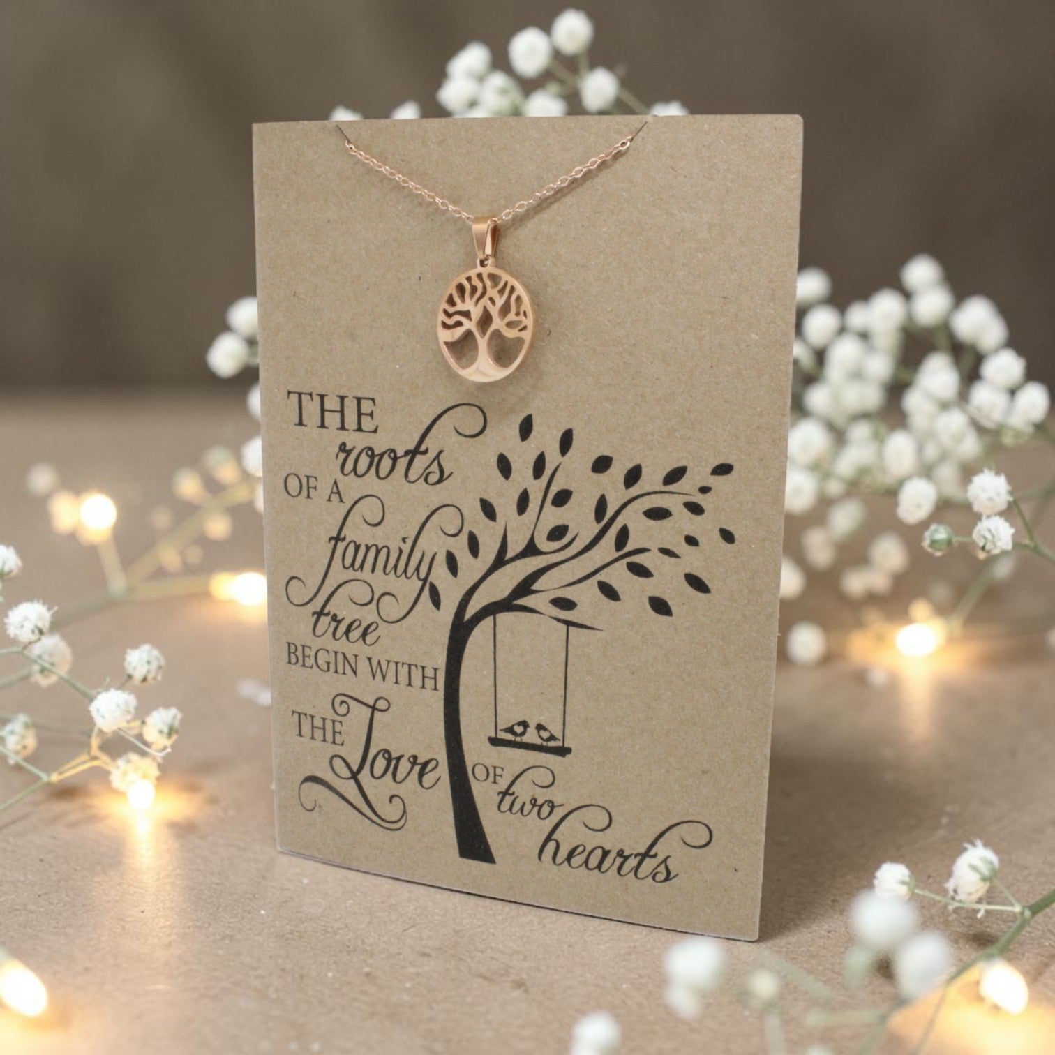 Rose Gold Tree Pendant & Chain - Card 128