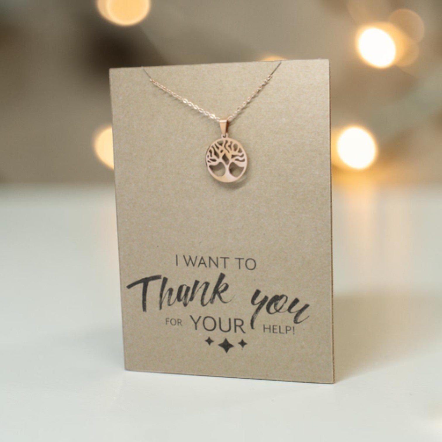 Rose Gold Tree Pendant & Chain - Card 220