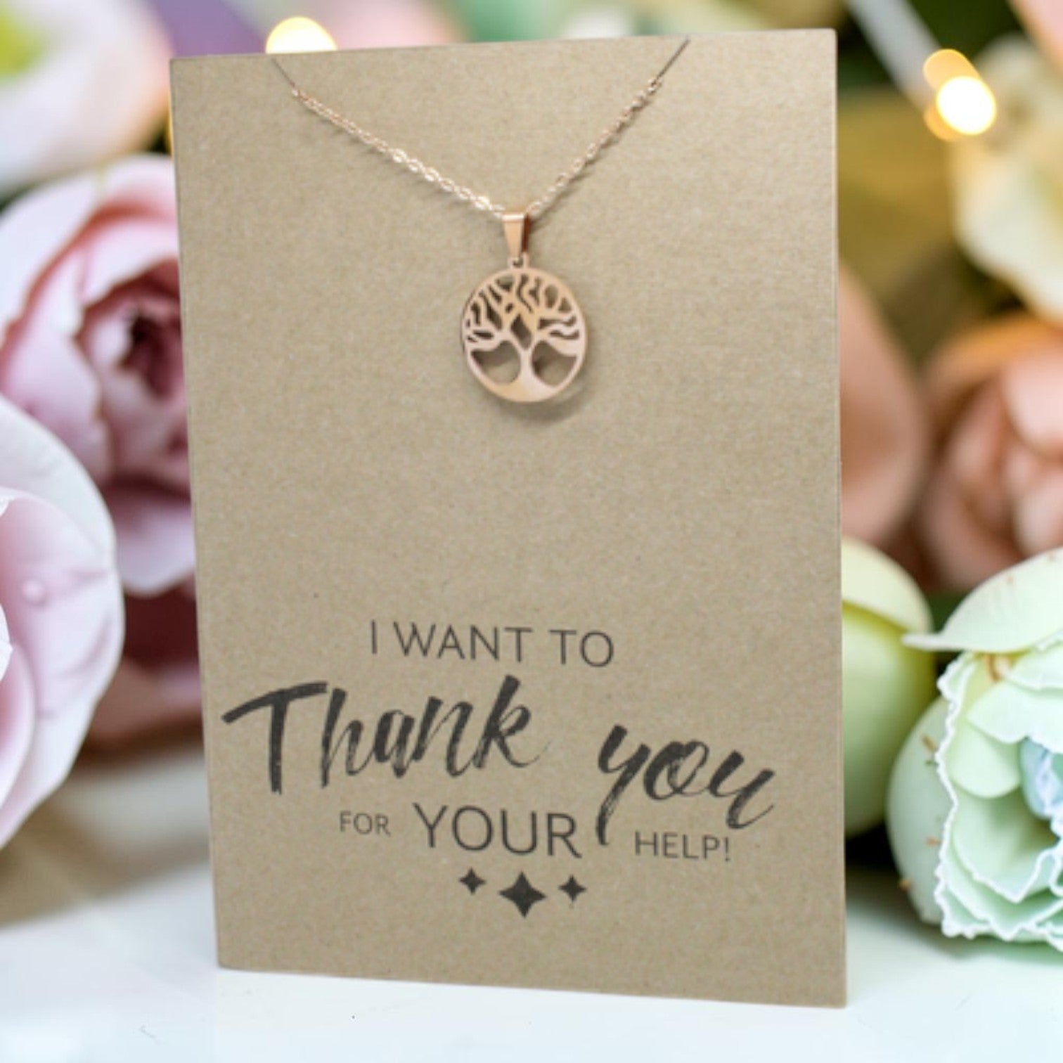 Rose Gold Tree Pendant & Chain - Card 220