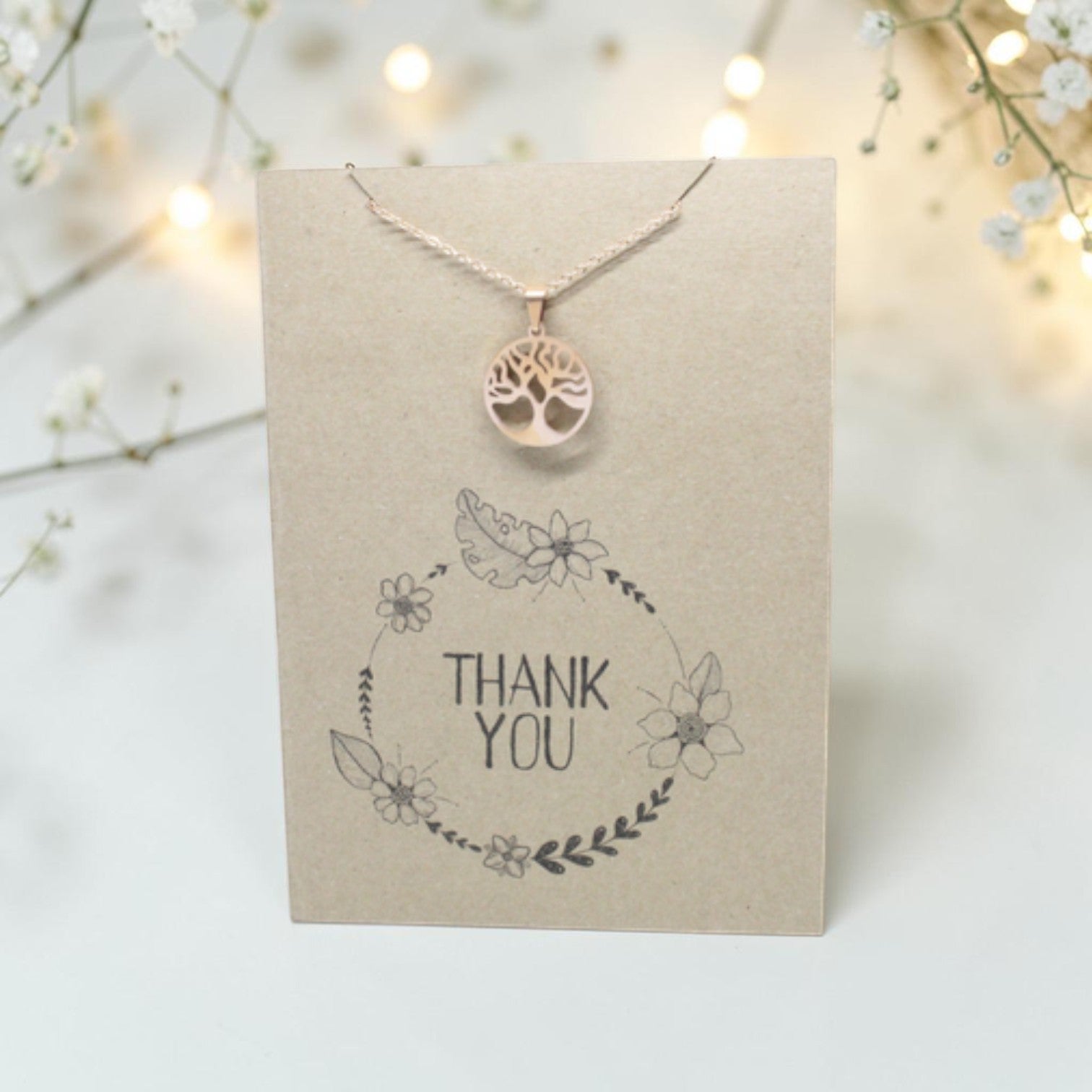 Rose Gold Tree Pendant & Chain - Card 230