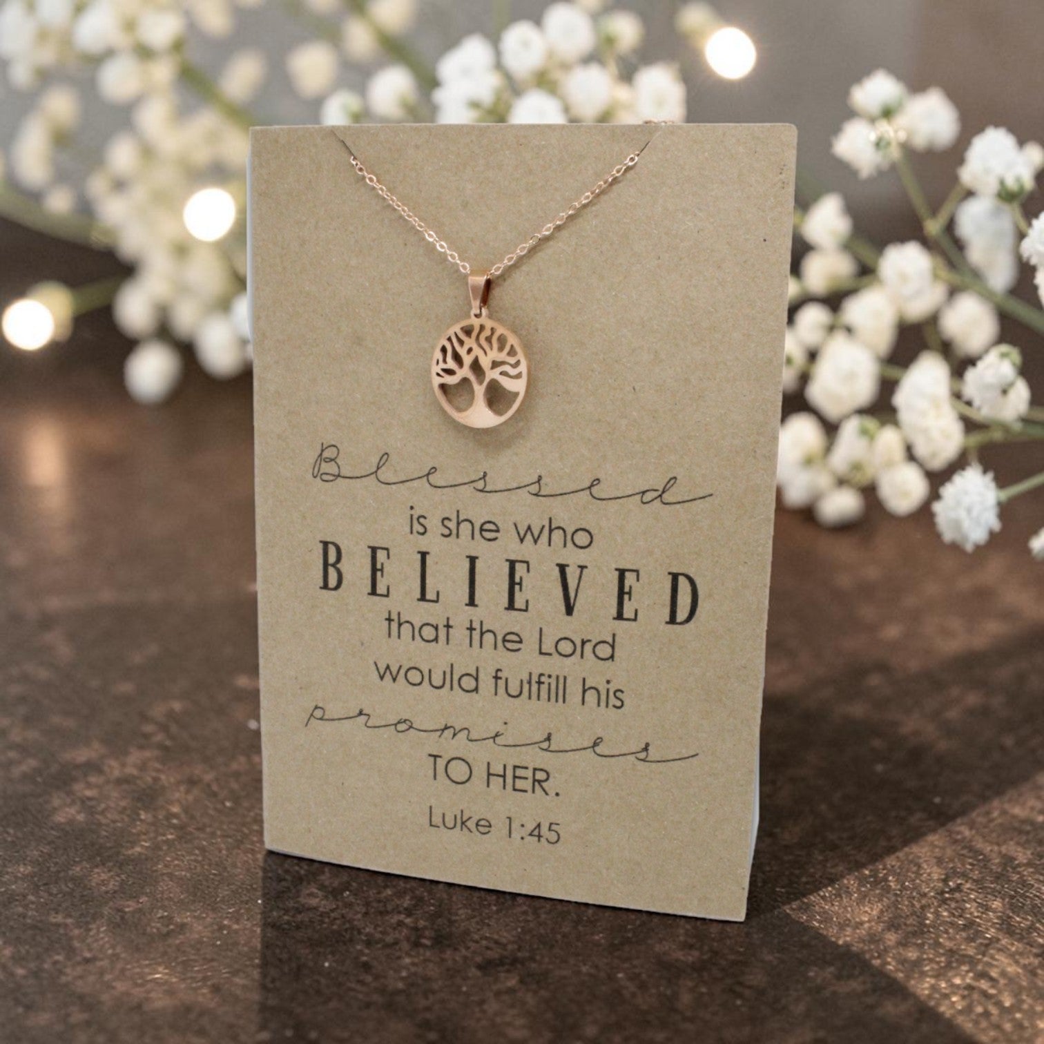 Rose Gold Tree Pendant & Chain - Card 67