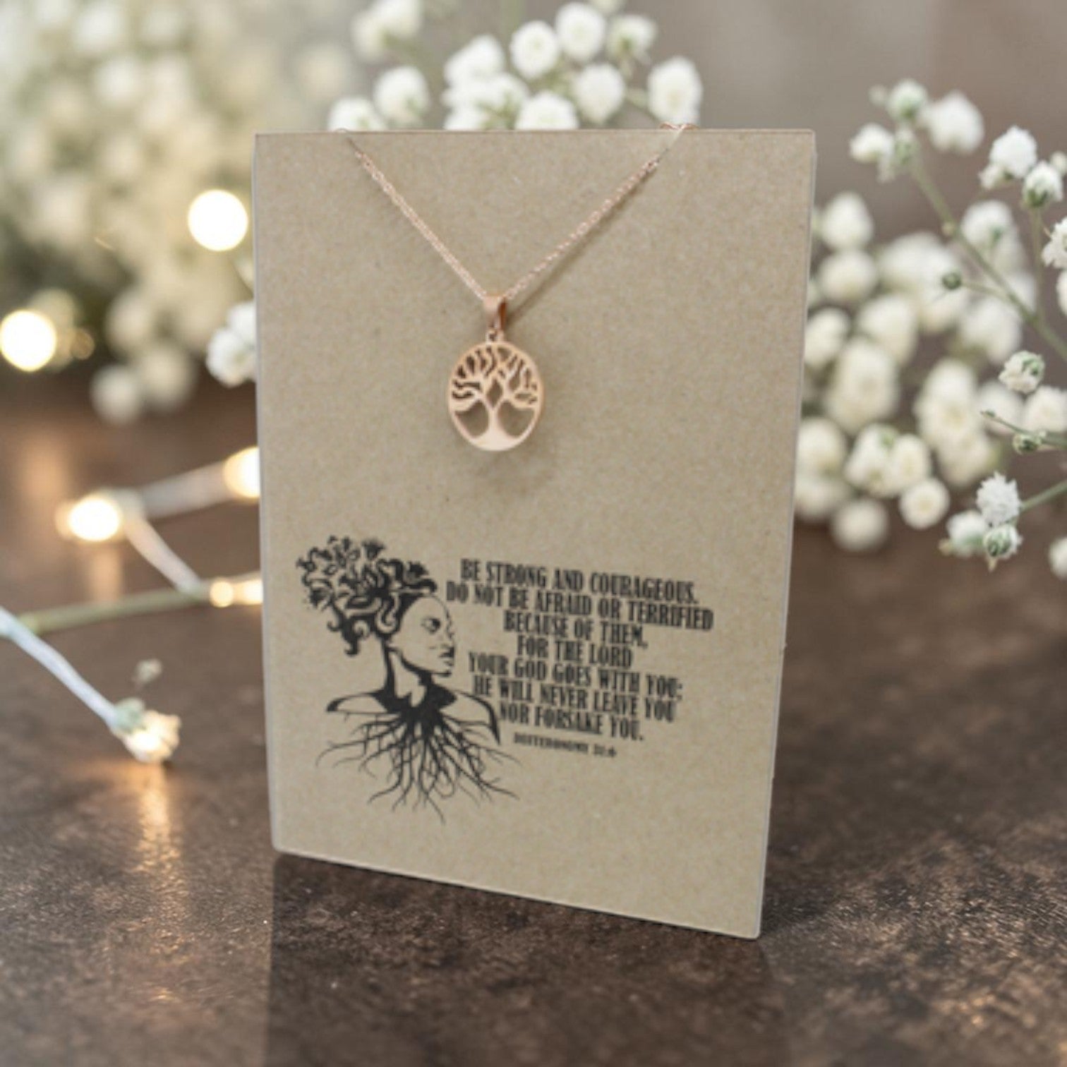 Rose Gold Tree Pendant & Chain - Card 80