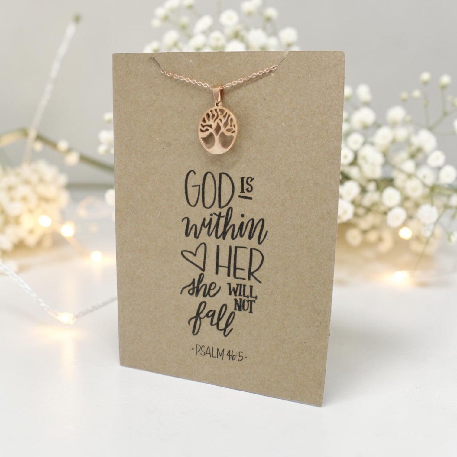Rose Gold Tree Pendant & Chain - Card 81